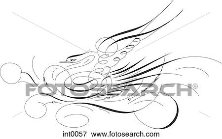Stock Illustration - A calligraphic bird. Fotosearch