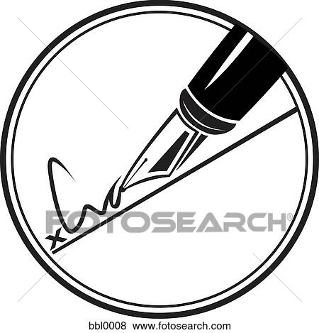 Stock Illustration - A calligraphy pen writing a signature. Fotosearch