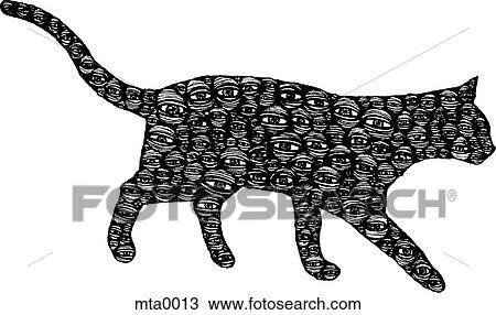 A cat with eyes on it View Large Illustration Drawing - A cat with eyes on it. Fotosearch