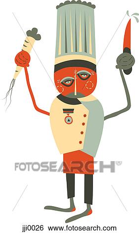 A chef holding a knife and a parsnip View Large Illustration Stock Illustration - A chef holding a knife and a parsnip. Fotosearch