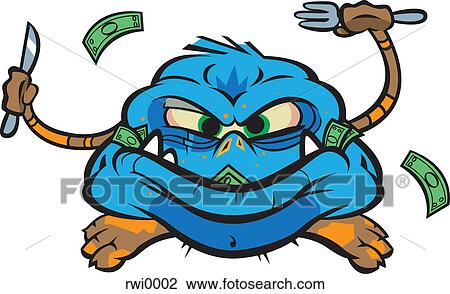 A creature eating money View Large Illustration Drawing - A creature eating money. Fotosearch