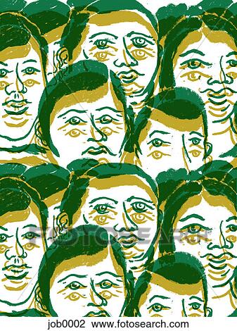 A crowd of faces View Large Illustration Drawing - A crowd of faces. Fotosearch