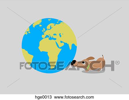 A dog sniffing the earth View Large Illustration Drawing - A dog sniffing the earth. Fotosearch