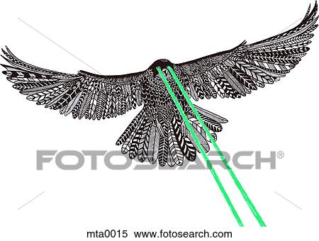 A falcon with laser beams for eyes View Large Illustration Stock Illustration - A falcon with laser beams for eyes. Fotosearch