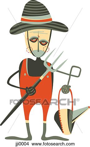 Stock Illustration - A farmer against white background. Fotosearch