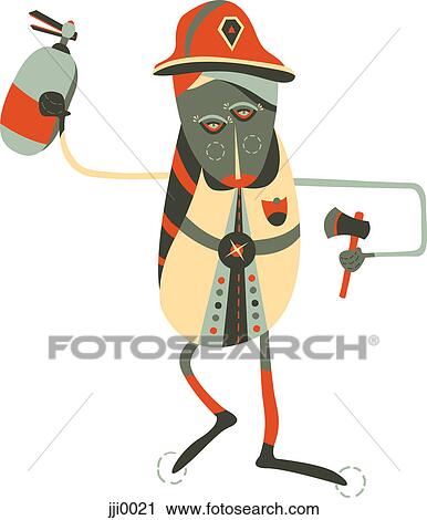 A firefighter View Large Illustration Clip Art - A firefighter. Fotosearch