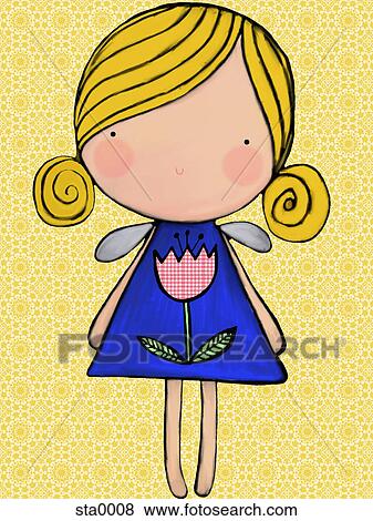 Stock Illustration - a girl with a flower on her dress. Fotosearch