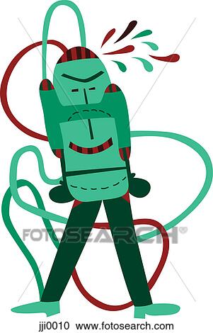 Clipart - A green man hooked up to tubes. Fotosearch