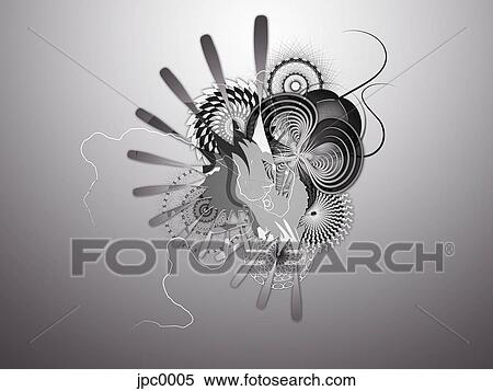 A grey abstract digital illustration View Large Illustration Stock Illustration - A grey abstract digital illustration. Fotosearch