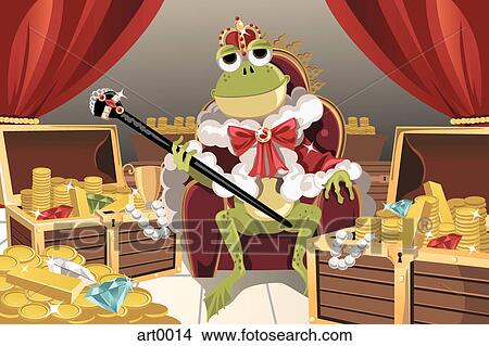 A king frog sitting on his throne holding a scepter View Large Illustration Stock Illustration - A king frog sitting on his throne holding a scepter. Fotosearch