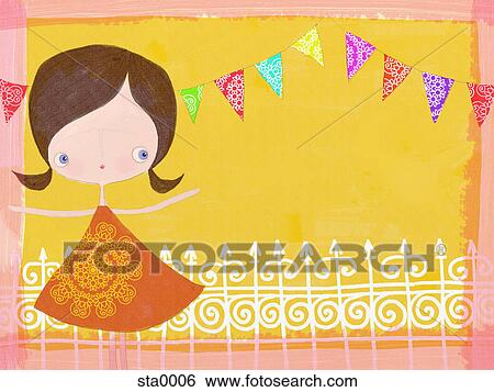 Stock Illustration - A little girl holding her arms up. Fotosearch