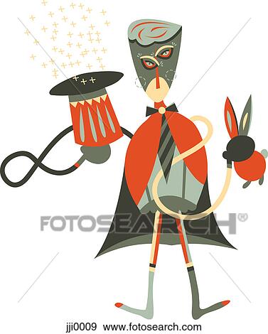 A magician holding a bunny and a hat View Large Illustration Stock Illustration - A magician holding a bunny and a hat. Fotosearch