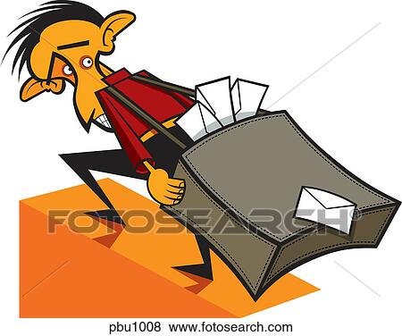 Stock Illustration - A man carrying a bag full of envelopes. Fotosearch