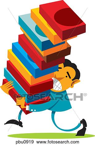 Stock Illustration - A man carrying a stack of boxes. Fotosearch