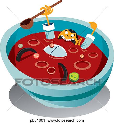 A man drowning in a bowl of soup View Large Illustration Clip Art - A man drowning in a bowl of soup. Fotosearch