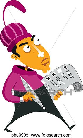 Stock Illustration - A man filling out a survey. Fotosearch