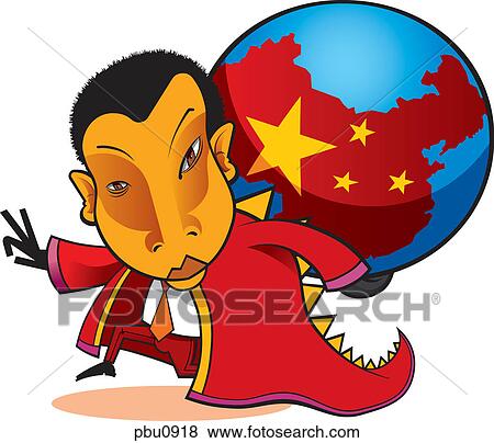 Stock Illustration - A man holding a globe with China on it. Fotosearch
