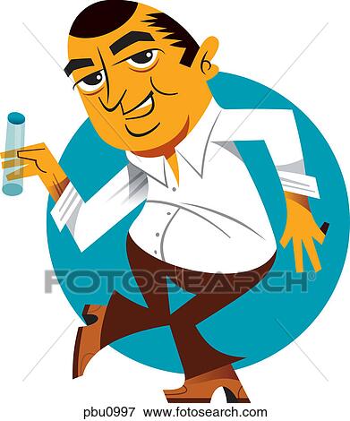 Stock Illustration - A man holding a test tube. Fotosearch