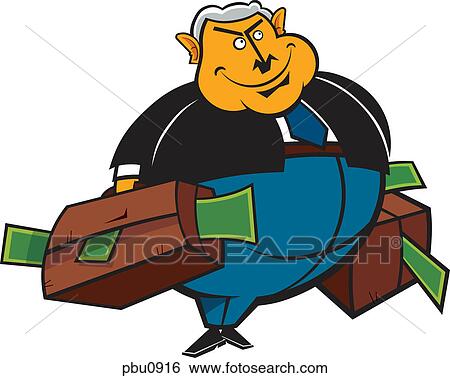 Stock Illustration - A man holding briefcases filled with m money. Fotosearch