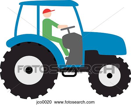 Clipart - A man in a tractor. Fotosearch