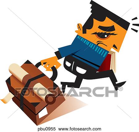 Stock Illustration - A man running with a briefcase. Fotosearch