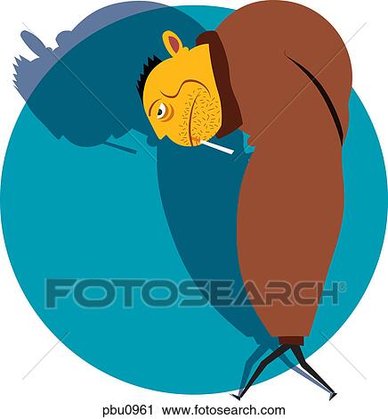 Clip Art - A man smoking a cigarette. Fotosearch