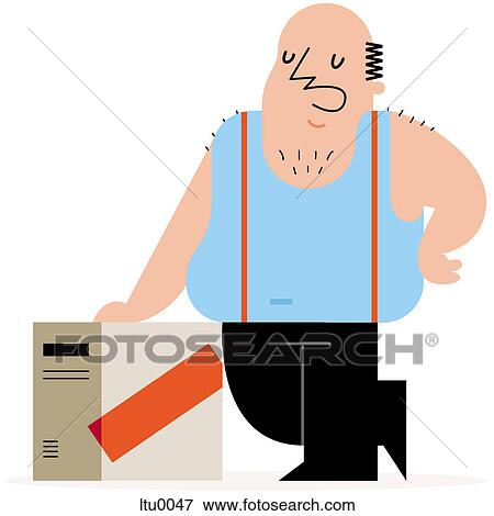 Stock Illustration - A man standing beside a computer. Fotosearch
