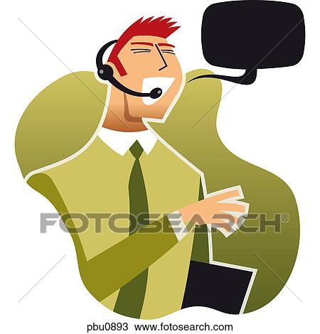 A man talking using a head set View Large Illustration Drawing - A man talking using a head set. Fotosearch