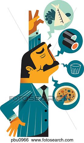 A man thinking about food View Large Illustration Stock Illustration - A man thinking about food. Fotosearch