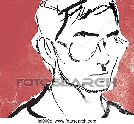 Stock Illustration - A man wearing glasses. Fotosearch