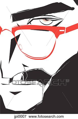 Stock Illustration - A man wearing red glasses. Fotosearch