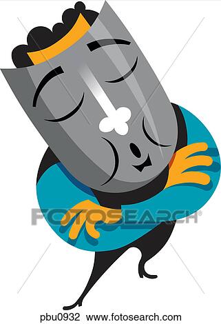 Drawing - A man with a mask on and arms crossed. Fotosearch