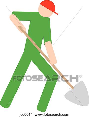 Stock Illustration - A man with a shovel. Fotosearch