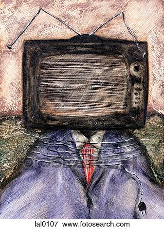 A man with a television for a head View Large Illustration Stock Illustration - A man with a television for a head. Fotosearch