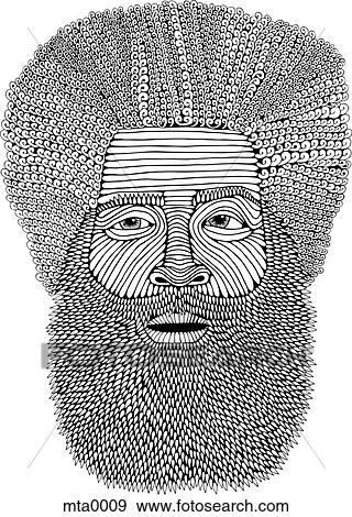 Stock Illustration - A man with an afro and a beard. Fotosearch