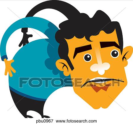 Stock Illustration - A man with his hands behind his back. Fotosearch
