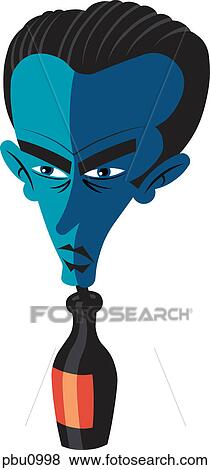 A man's head sticking out of a wine bottle View Large Illustration Stock Illustration - A man's head sticking out of a wine bottle. Fotosearch
