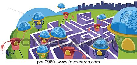 A maze full of creatures with brains View Large Illustration Clipart - A maze full of creatures with brains. Fotosearch