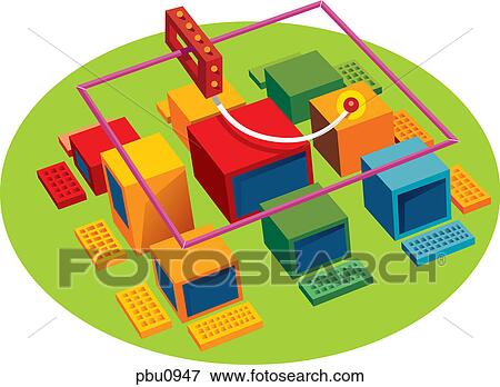 Stock Illustration - A network of computers. Fotosearch