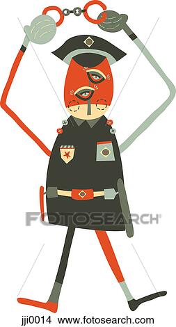 A policeman holding hand cuffs View Large Illustration Stock Illustration - A policeman holding hand cuffs. Fotosearch