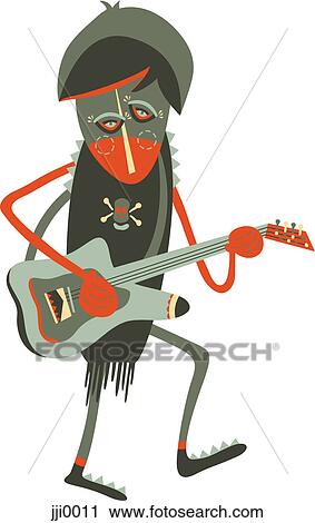 Clip Art - A rock star playing guitar. Fotosearch