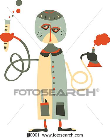 A scientist holding beaker and test tube View Large Illustration Clip Art - A scientist holding beaker and test tube. Fotosearch