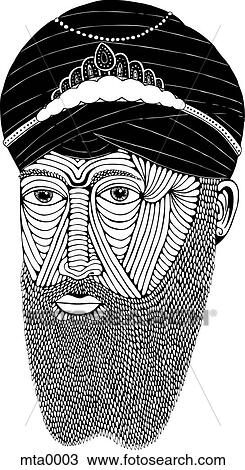 Drawing - A Sikh man. Fotosearch