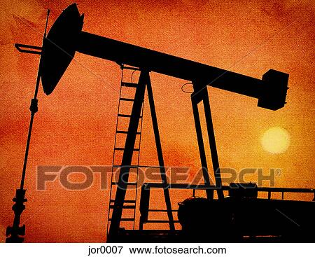 Stock Illustration - a silhouette of an oil rig. Fotosearch