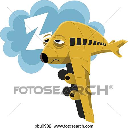 A sleepy airplane View Large Illustration Drawing - A sleepy airplane. Fotosearch