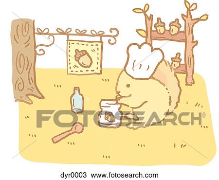 Drawing - A squirrel with a chef's hat on. Fotosearch