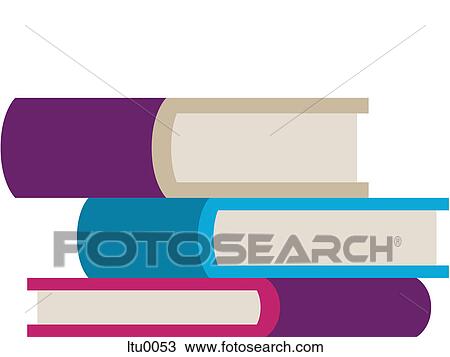 Drawing - A stack of three books. Fotosearch