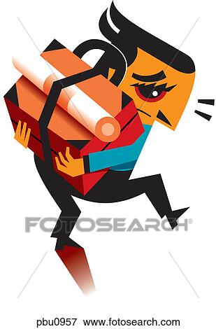Stock Illustration - A stressed out man holding a briefcase. Fotosearch