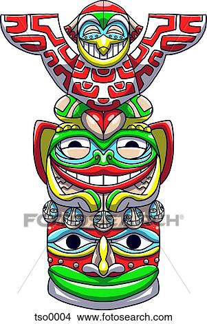 Stock Illustration - A totem pole. Fotosearch