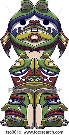 Stock Illustration - A totem pole. Fotosearch
